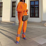 Causal Set Loose Button-Down Shirt and Pleated Wide Leg Pants
