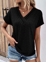 Button Detail V Neck Tee