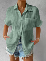 New Shirt Collar Casual Buttoned Loose Blouse