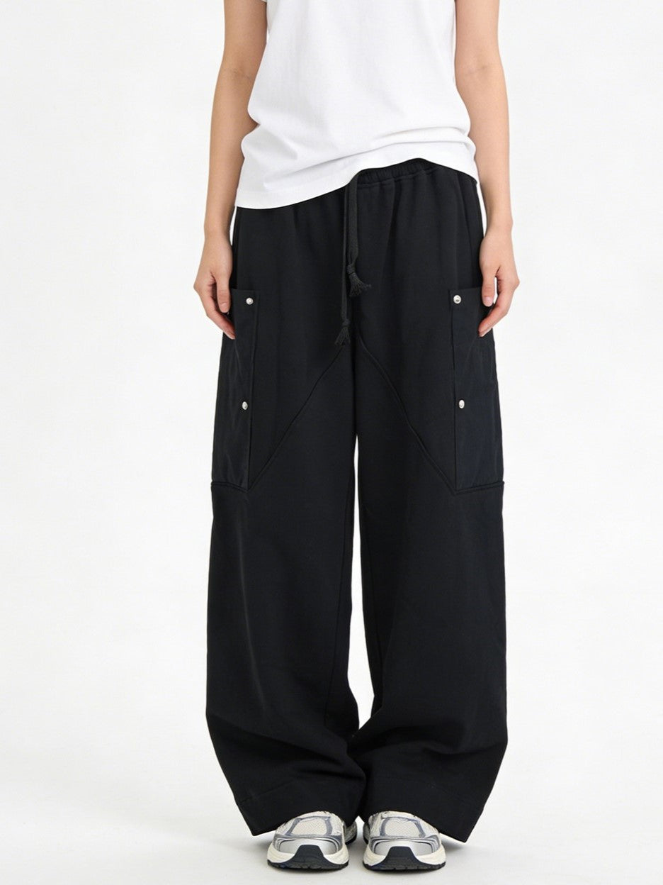 Women's Contrast Pocket Wide-Leg Sweatpants