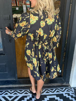 Women's Puff Sleeve Floral Print Mini Dress