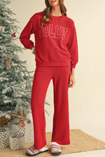 Women's Christmas Jolly Ribbed Lounge Set