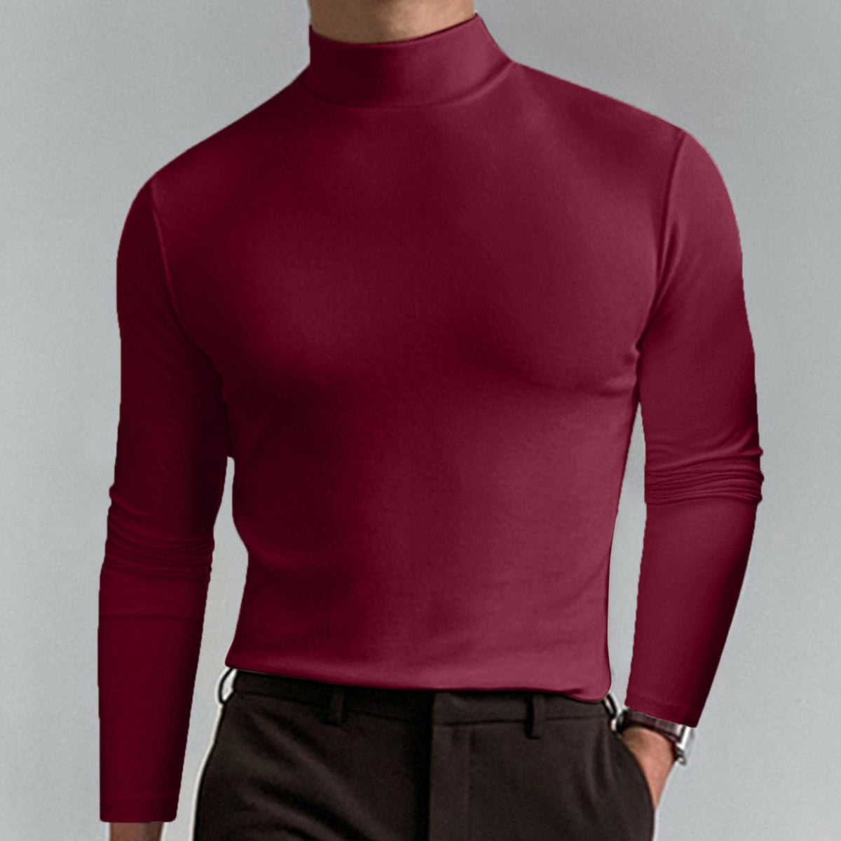Hot Sale 40% OFF - Men's High Neck Slim Fit Long Sleeve T-shirt