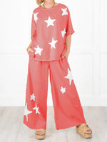Women's Casual Star Patch Two Piece Set