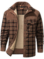 Men's Warm Plaid Fleece-Lined Outdoor Jacket