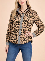 Women's Vintage Leopard Print Bow-Detailed Long-Sleeve Blouse
