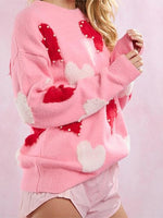Women's Love Heart Graphic Knitted Sweater
