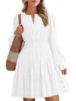 Women's Tiered Ruffle Hem V-Neck Dress