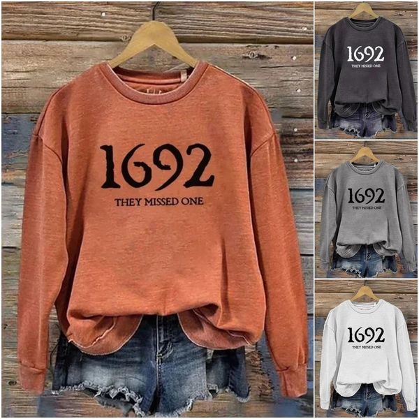 ¡±1692 They Missed One¡± Printed Round Neck Long Sleeve Sweatshirt