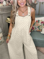 Women's Checker Detail Wide Leg Overalls