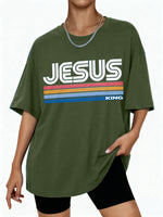 Retro Jesus King Oversized Cotton T-Shirt