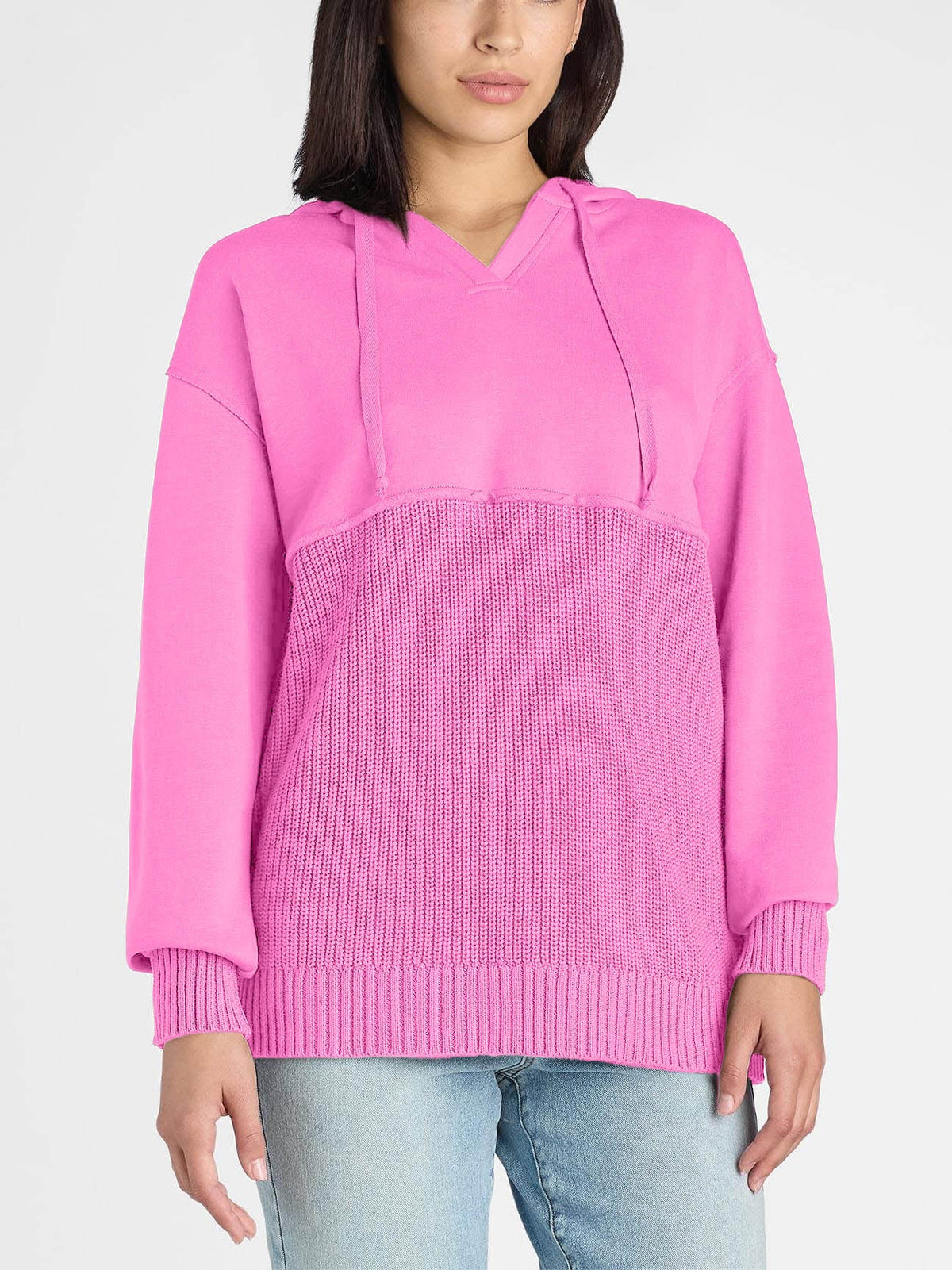 Women's Casual Mix Media Hoodie