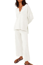 Button Knit Sweater 2-Piece Loungewear Set