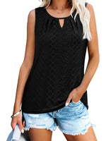 Women's Summer Keyhole Neck Pleated Tank Tops