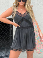 Women's V-Neck Lace Trim Detailing Romper