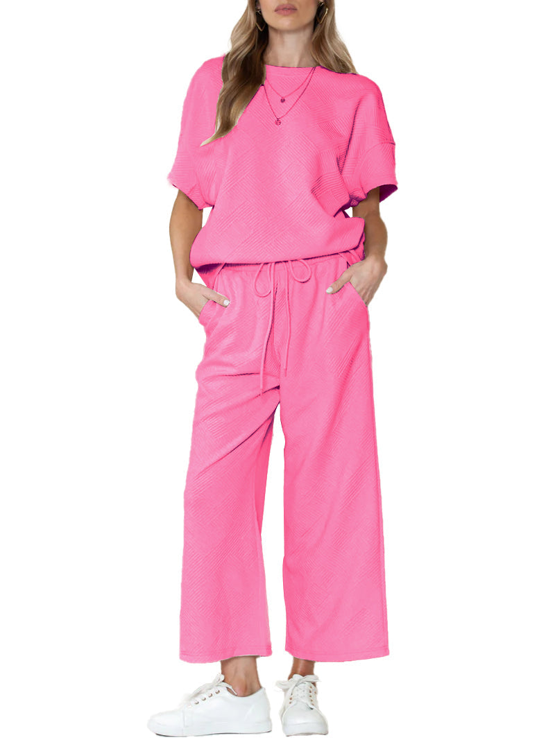 Women's Two Piece Textured Sports Casual Suit