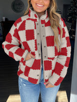 Women's Checkered Sherpa Fleece Jacket