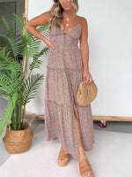Women's Ditsy Floral Plunge Neckline Tiered Maxi Dress