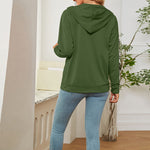 Solid Color Long Sleeve With Neckline Tie Hoodie