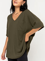 Women's Oversized V-Neck Pocket Tee