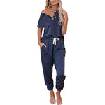 Loose Short-sleeved Button Casual Set