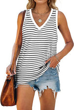 V-neck Splicing Sleeveless T-shirt Female