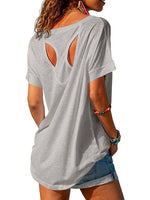 Women's Open Back Workout Casual Athlete T-Shirts