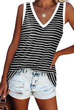V-neck Splicing Sleeveless T-shirt Female