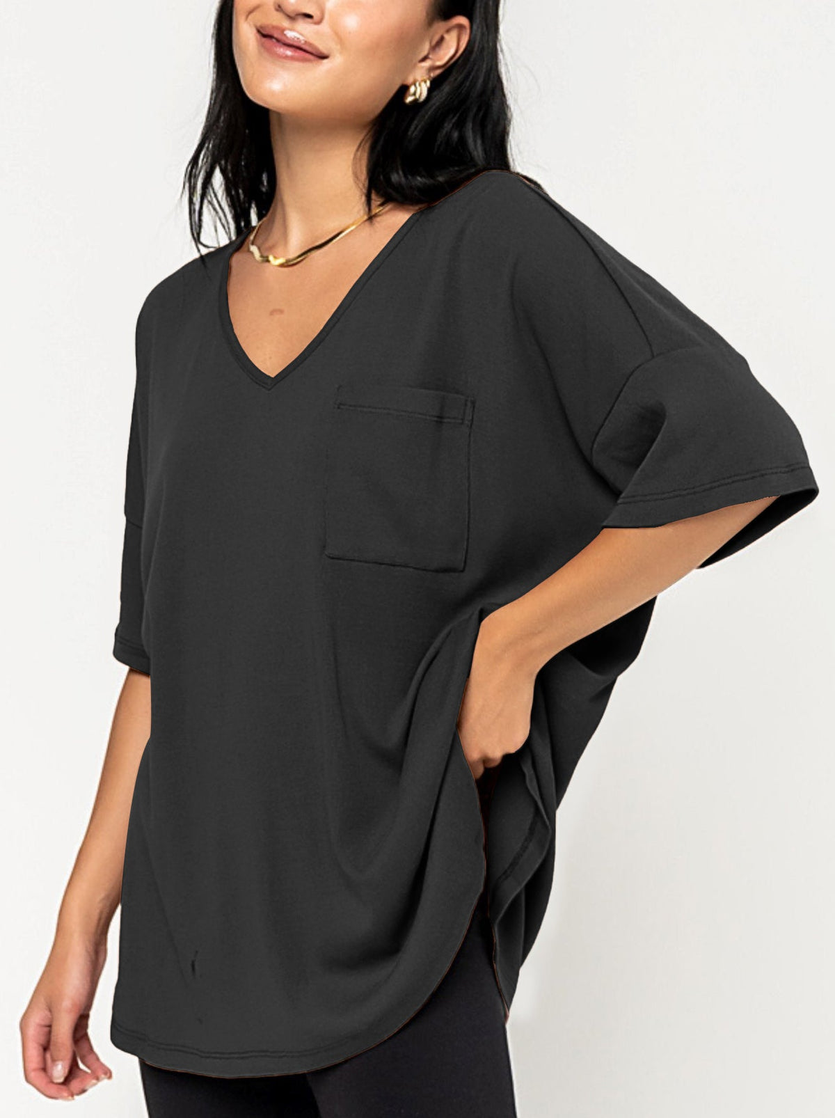 Women's Oversized V-Neck Pocket Tee