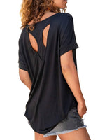 Women's Open Back Workout Casual Athlete T-Shirts