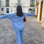 Causal Set Loose Button-Down Shirt and Pleated Wide Leg Pants