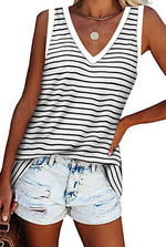 V-neck Splicing Sleeveless T-shirt Female