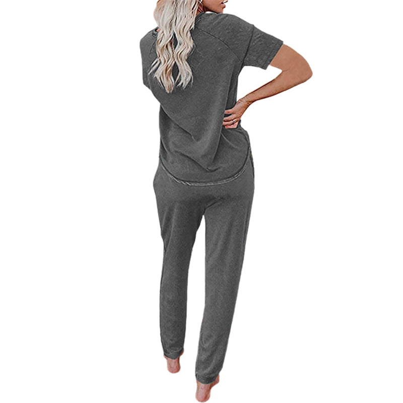 Loose Short-sleeved Button Casual Set
