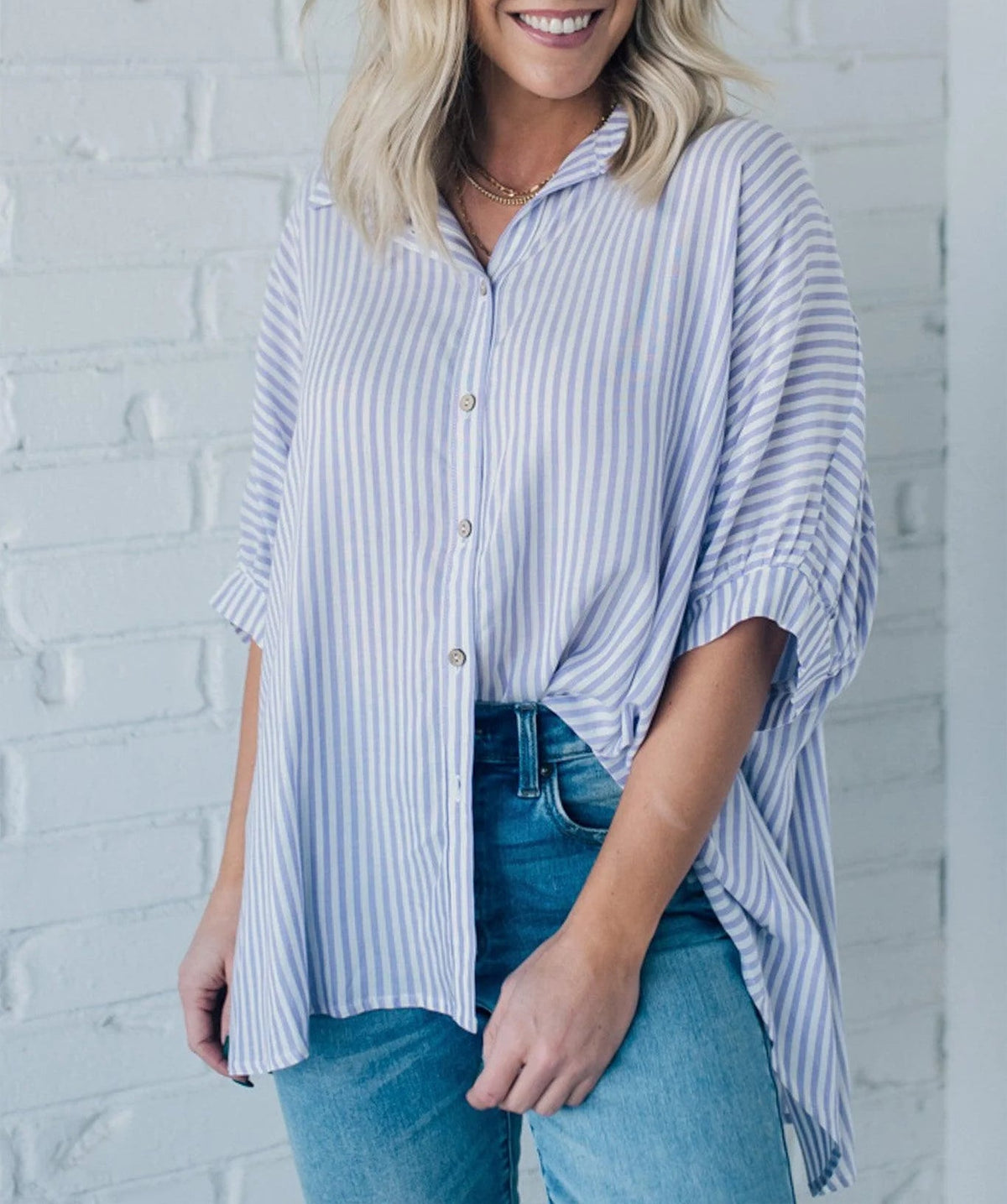 Women's Oversized Striped Button-down Shirt