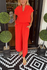 Women's Casual Solid Color Lightweight Matching Two Piece Set