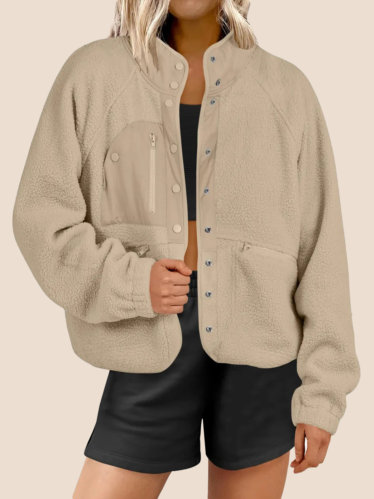 Women'sButton Down Fuzzy Fleece Jacket