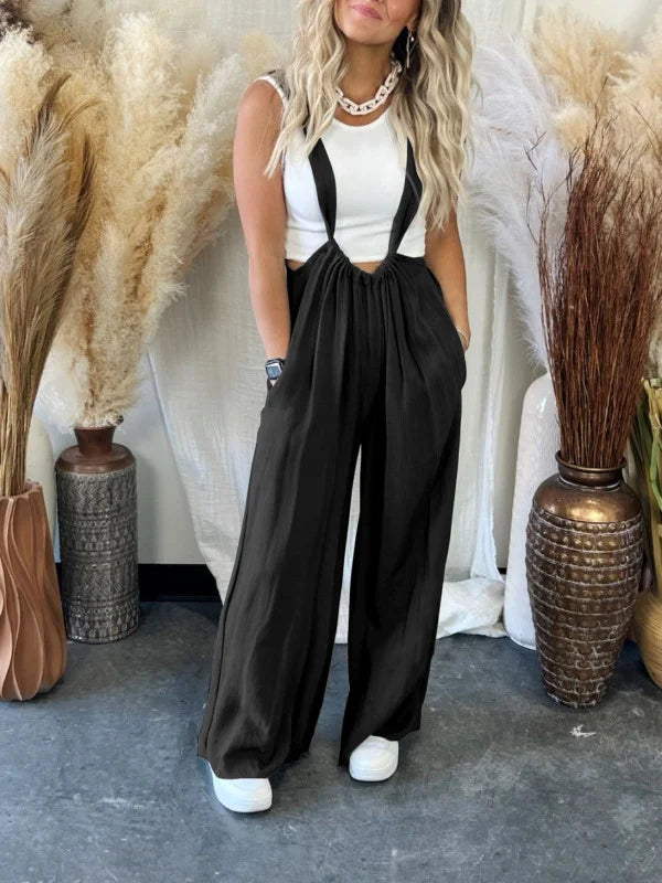 Soft Loose Solid Color Wide Leg Jumpsuit