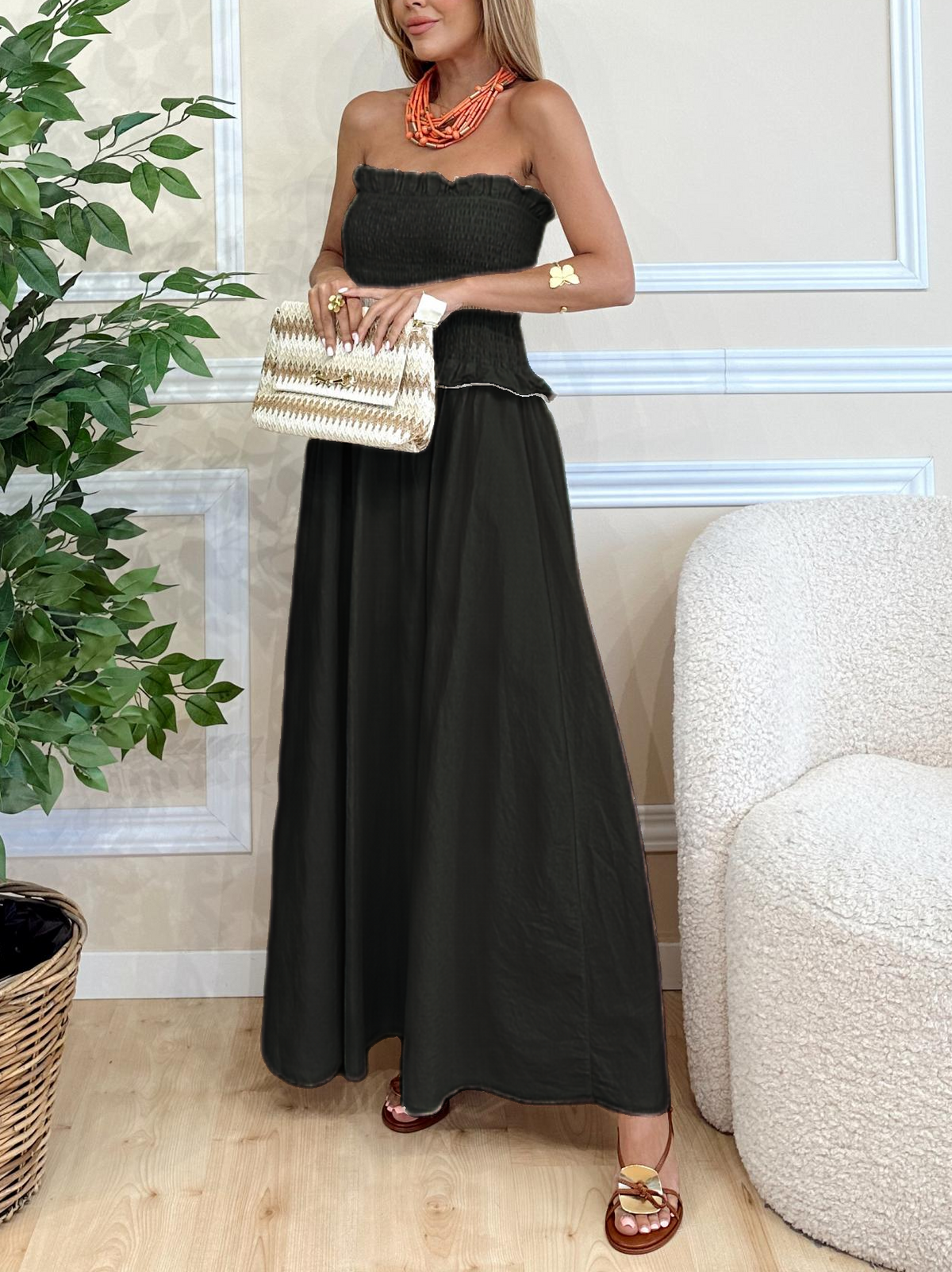 Women's Smocked Tube Top Maxi Dress