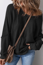 Women'sReverse Seam Waffle Knit Sweatshirt