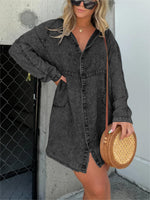 Women's Washed Button Denim Skirt