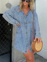 Women's Washed Button Denim Skirt