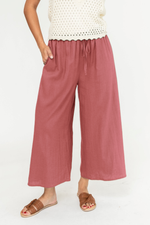 Women's Drawstring Wide Leg Side Slit Pants