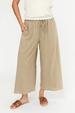 Women's Drawstring Wide Leg Side Slit Pants