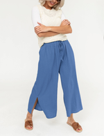 Women's Drawstring Wide Leg Side Slit Pants