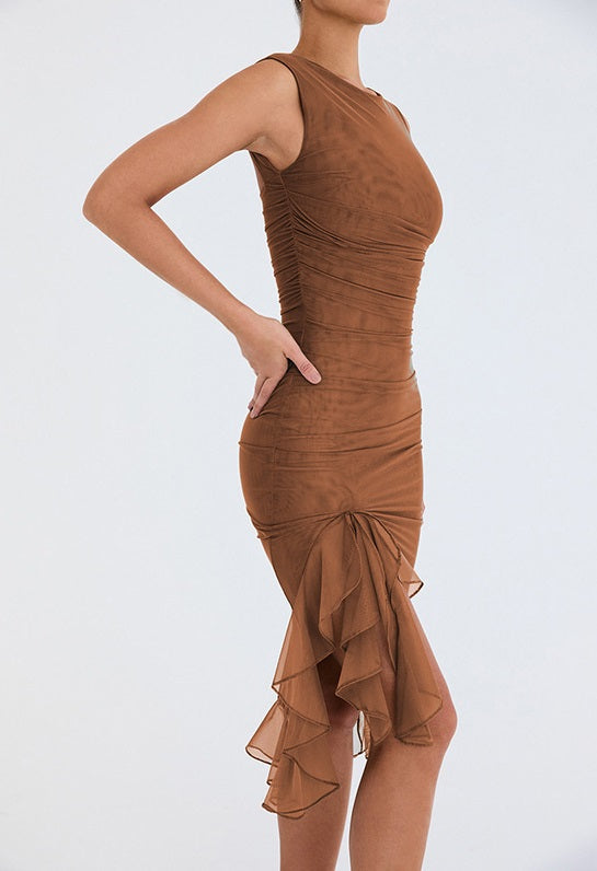 Sleeveless Ruffle Midi Dress