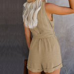 Bow V-neck Sleeveless Rompers