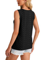 Women's Summer Keyhole Neck Pleated Tank Tops