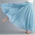 SOLID COLOR NATIONAL STYLE COTTON LINEN SKIRT