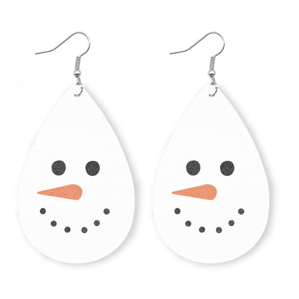 Christmas Elk Snowman Leather Earrings