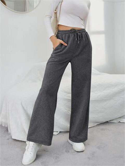 Solid Drawstring Slant Pocket Sweatpants